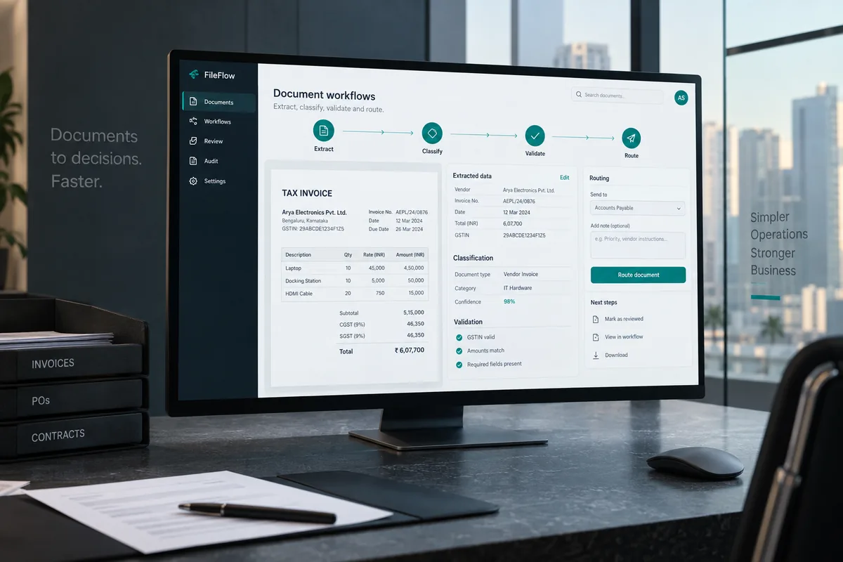 Illustrative document workflows concept for ai automation