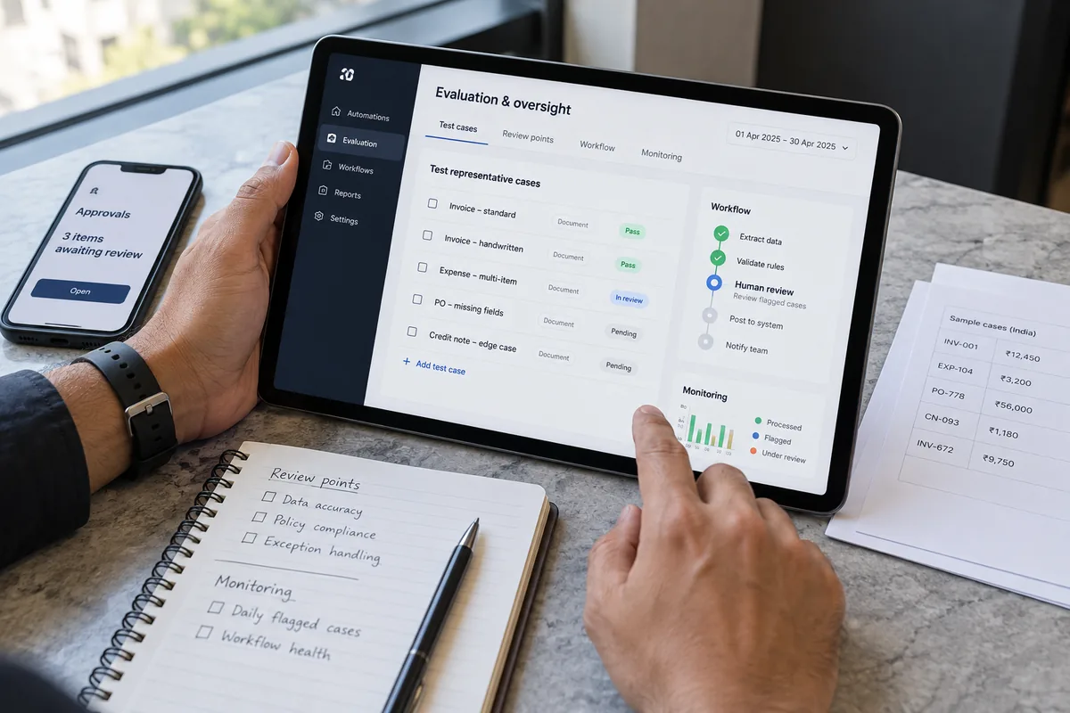 Illustrative evaluation & oversight concept for ai automation