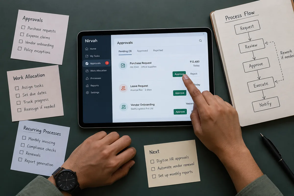 Illustrative workflow applications concept for custom software