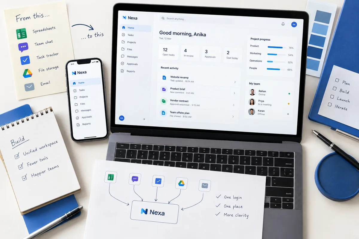 Illustrative concept: A business replacing several disconnected internal tools