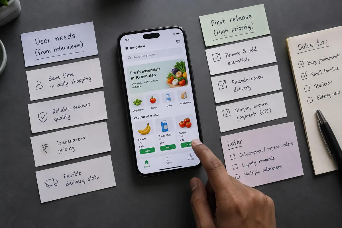 Illustrative product discovery concept for mobile app development