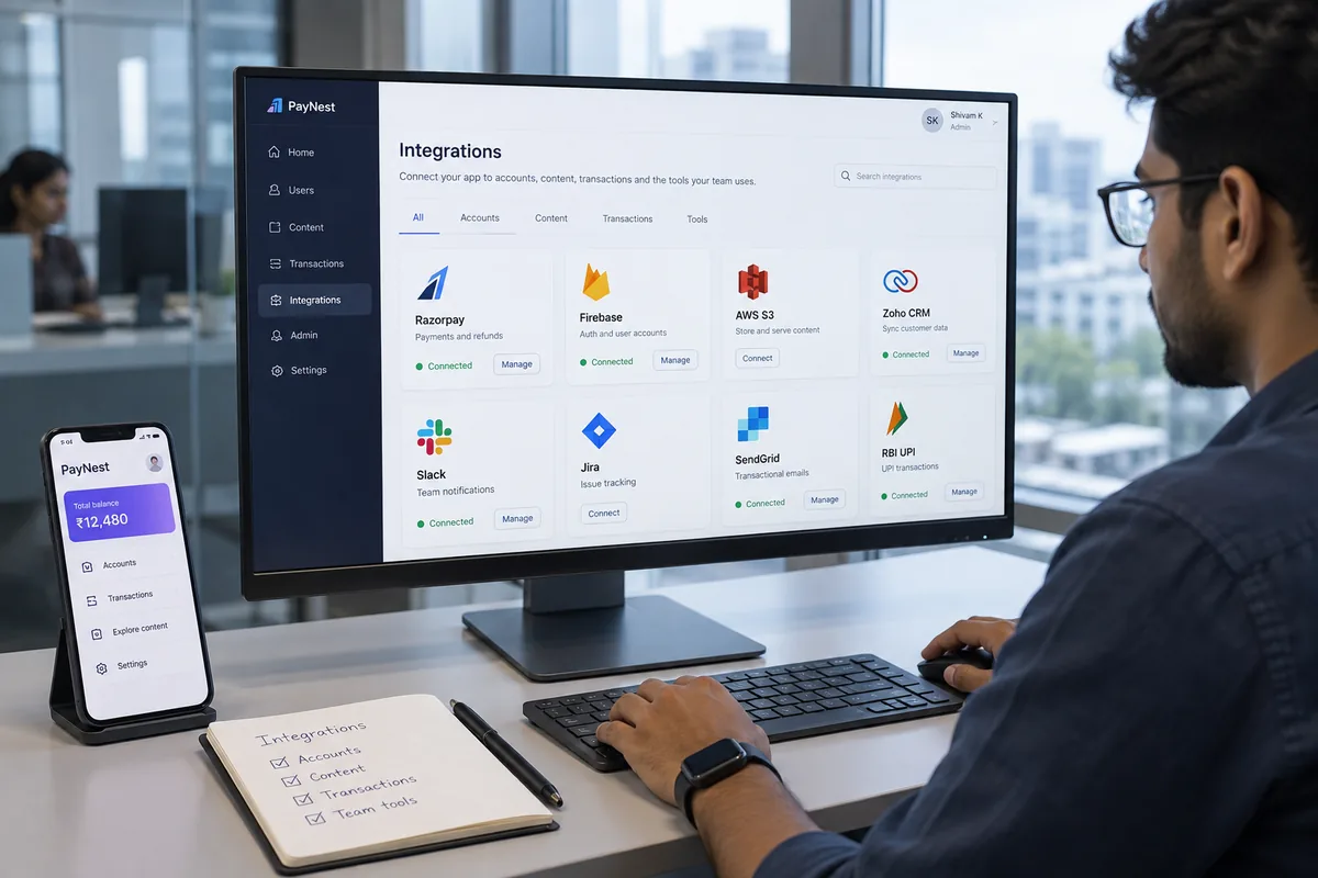 Illustrative apis & admin tools concept for mobile app development