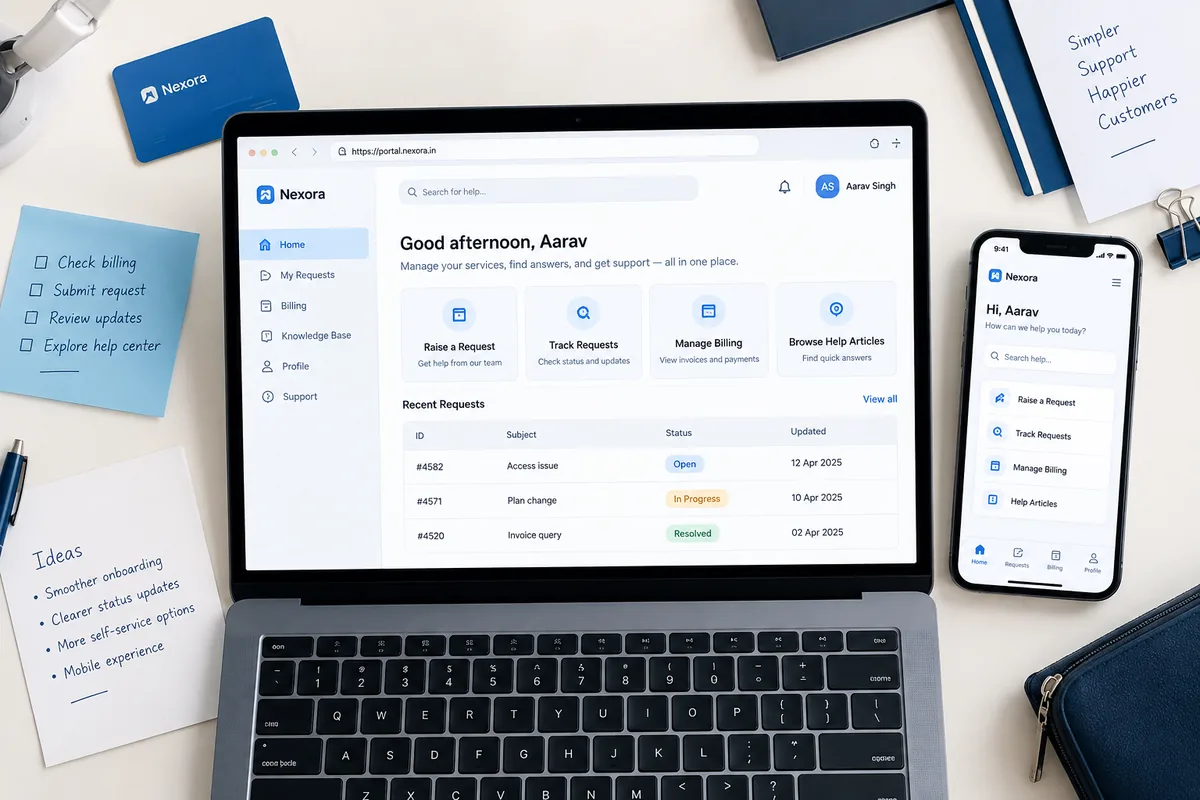 Illustrative concept: A company offering customers a self-service portal